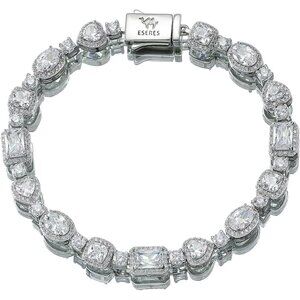 Eseres Tennis Bracelets Women's 7 Inches Silver-Special Shape Hand Chain Jewelry